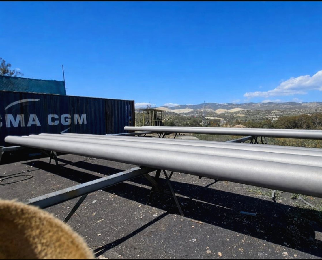 Industrial steel pipes coated for marine logistics project